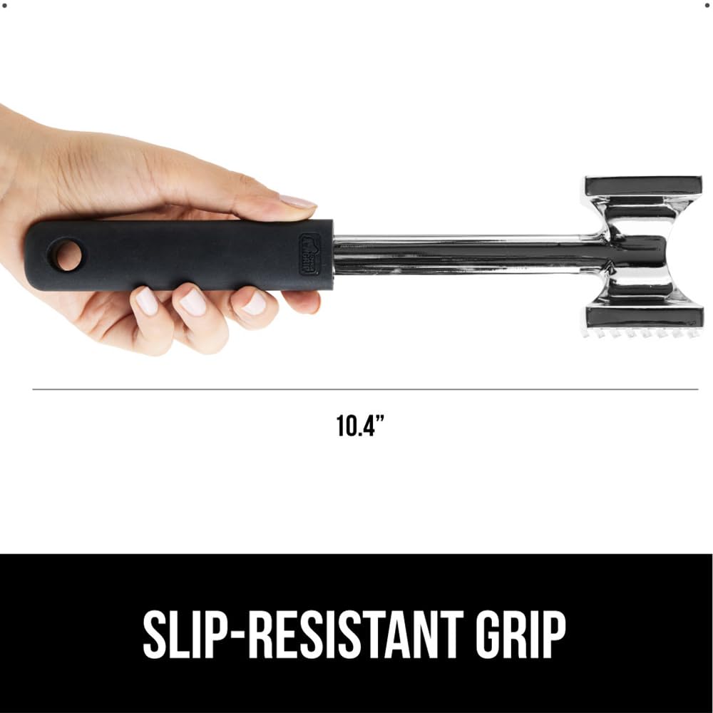 GORILLA GRIP BPA-Free Patented Dual-Sided Meat Tenderizer Tool, Soft Comfortable Handle with Hanging Hole, Heavy Duty Kitchen Mallet for Steak Beef Fish, Chicken Cutlet Pounder, Dishwasher Safe, Black