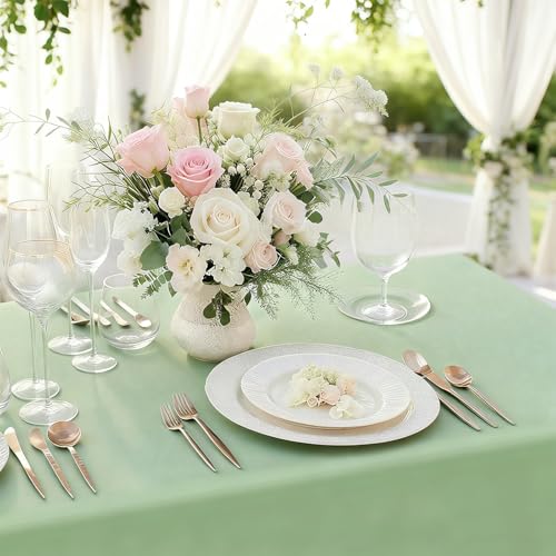 Sage Green Disposable Tablecloths - 4 Pack, 54x108 Inch for Rectangle Tables