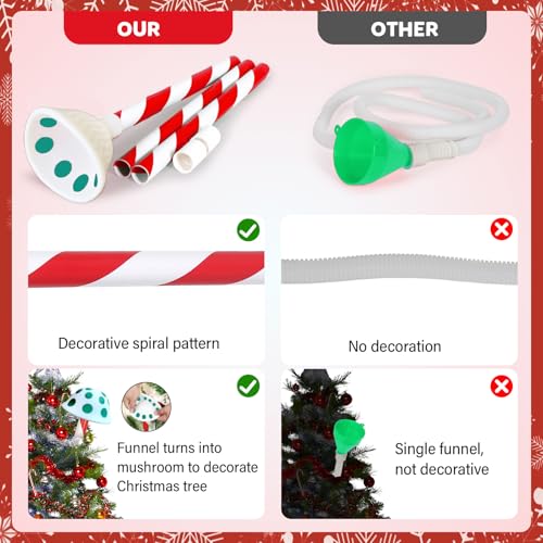 Christmas Tree Watering Funnel - Mushroom Green with Long Hose & Wide Opening