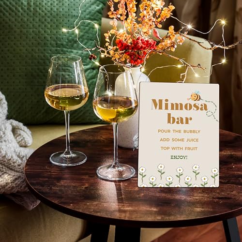 Honey Bee Mimosa Bar Sign with Stand 8x10 Wooden Tabletop Decor for Baby Shower