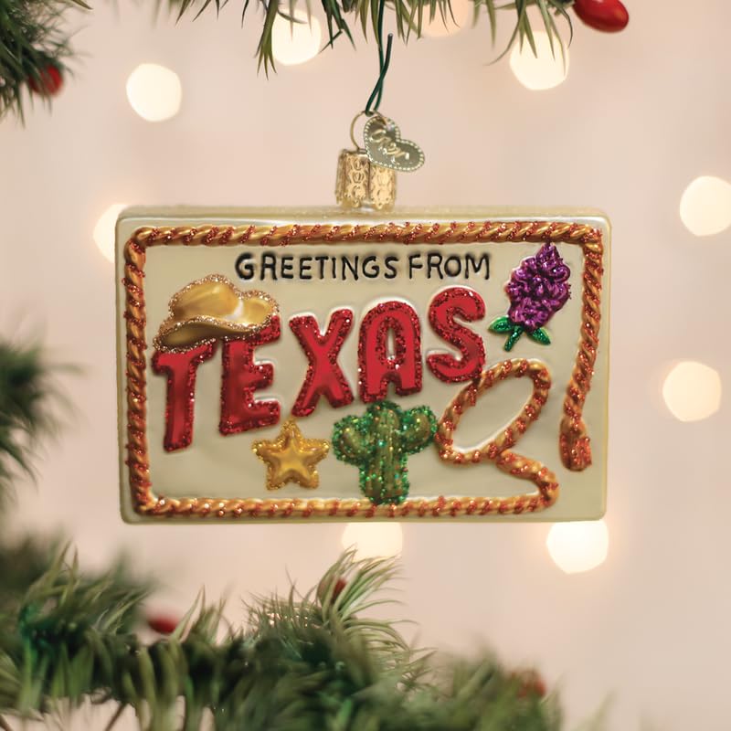 Texas Postcard Glass Ornament - Handcrafted Holiday Decor for Christmas Tree