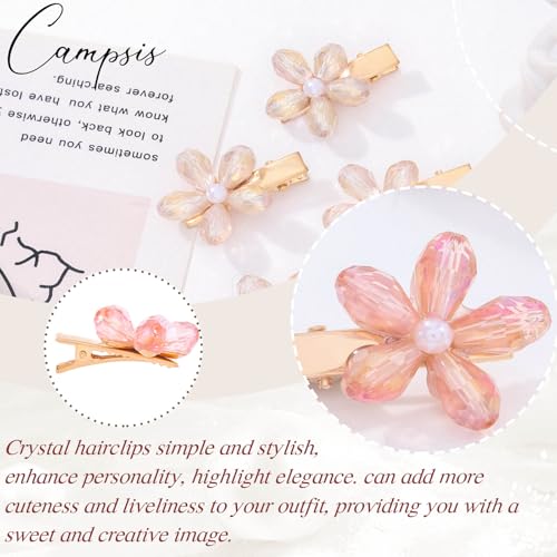 Campsis 8PCS Small Flower Hair Claws Pearl Crystal Mini Barrettes