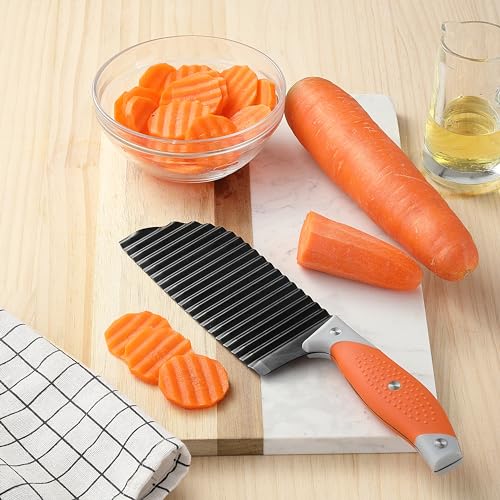 VITUER Crinkle Cutter for Vegetables, Stainless Steel Wave Slicer