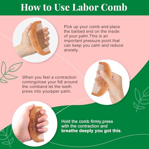 FIRSTPELLA 2Pcs Wooden Birthing Comb for Labor Pain Relief and Delivery Essentials