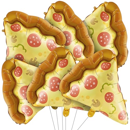 23-Inch Pizza Slice Foil Balloons - Set of 6 for Parties