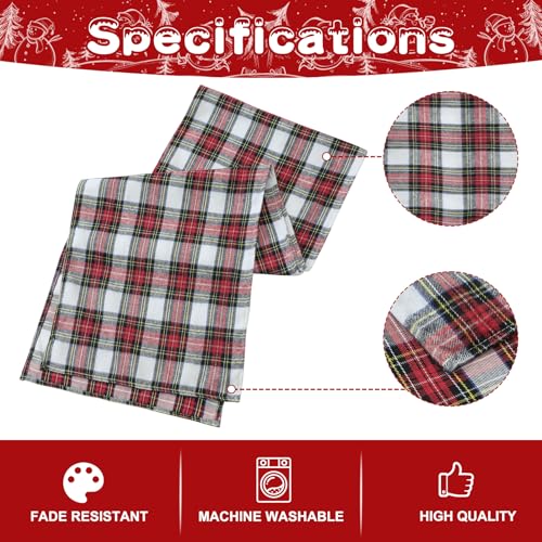 Red and White Scottish Plaid Christmas Table Runner 13x120 Inch - Farmhouse Holiday Decor
