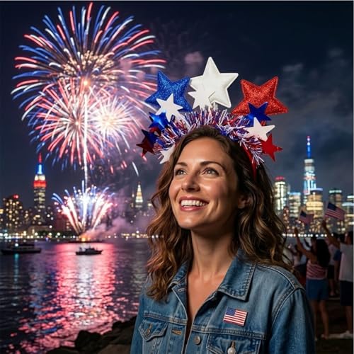 Patriotic Star Headband Red White and Blue 4th of July Hair Accessory
