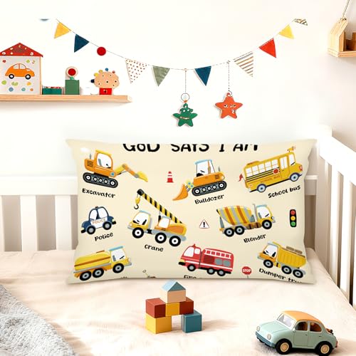 Set of 2 Kid Construction Themed Throw Pillow Covers - 13x18