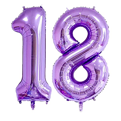 Purple 40-Inch Number 18 Balloon Set for Birthday & Events