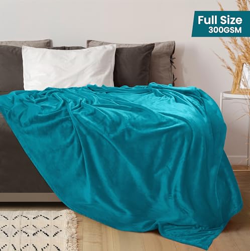 Utopia Bedding Full Size Turquoise Fleece Blanket - 90x84 Inch, Cozy & Lightweight for All Seasons