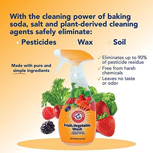 Arm & Hammer Fruit & Vegetable Wash, Produce Wash, Produce Cleaner, Pack of 3, 16 oz. Bottles, 1 Trigger (Packaging May Vary)