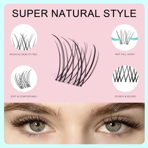 VLVLOCK Venus 12mm D Curl Wispy Lash Clusters with Invisible Band