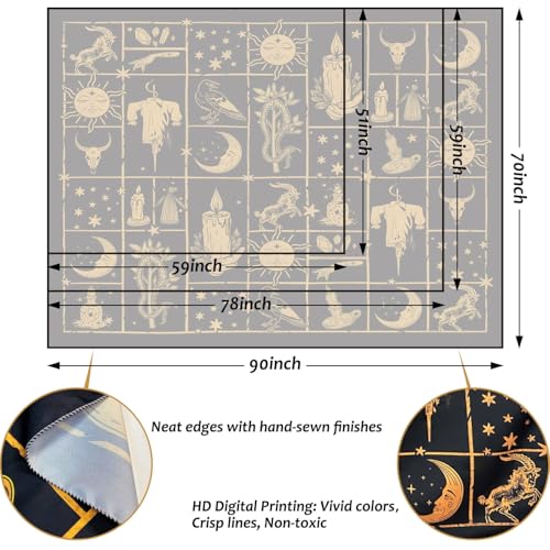 Black and Gold Witch Tapestry Wall Hanging Decor - 51" x 59"