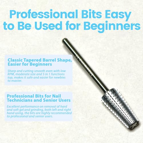 MagiBling 5-in-1 Tungsten Carbide Nail Drill Bit Medium Straight Cut Efile Bit