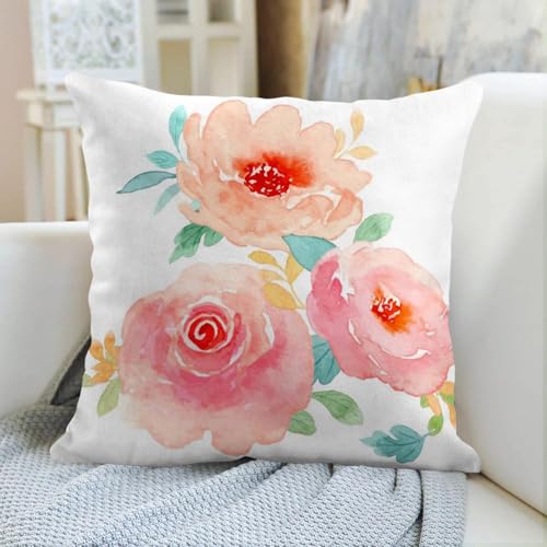 Emvency Floral Peony Velvet Throw Pillow Cover, 20x20 Inch Square Case