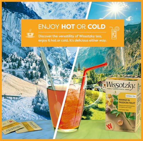 Wissotzky Mango & Passion Fruit Herbal Tea - Caffeine Free, 20 Tea Bags