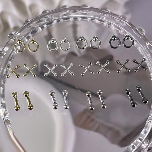 60Pcs Metal Nail Charms Punk Gothic Alloy Gems for Manicure DIY Art Decor