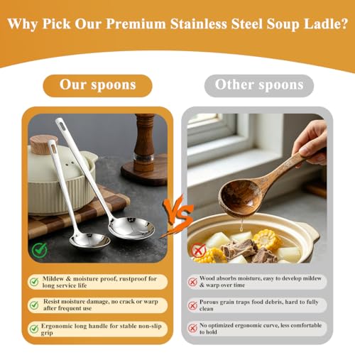 Kyraton 2-Piece Stainless Steel Soup Ladle Set - Ergonomic Design