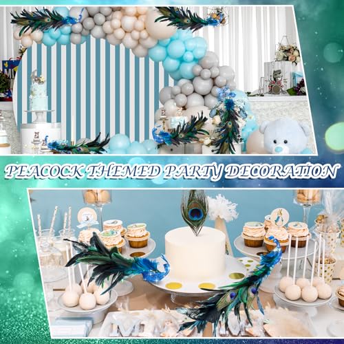 Peacock Christmas Tree Ornaments 4 Pack Long Feather Bird Decorations Glitter Clip-Ons
