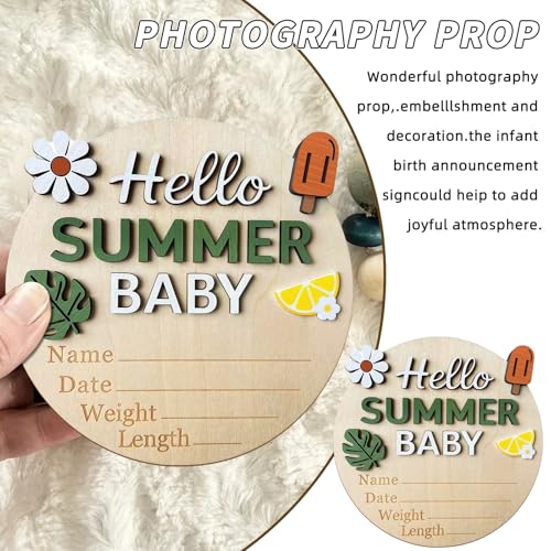 Hello World Baby Announcement Sign - 5.9 Inch Wooden Keepsake