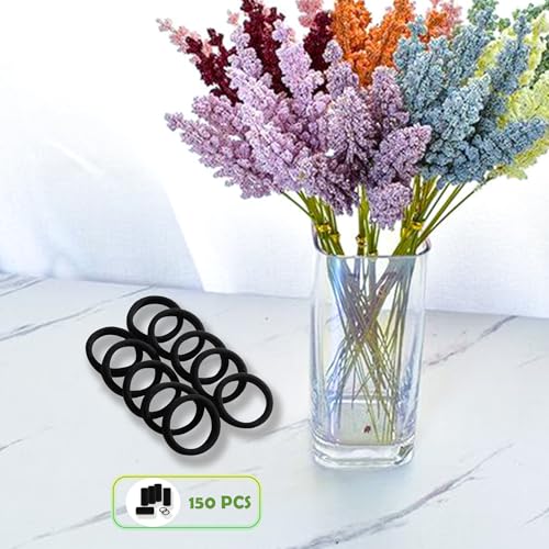Yowamho 150PCS Black Hair Ties - No Damage Rubber Elastics 4cm