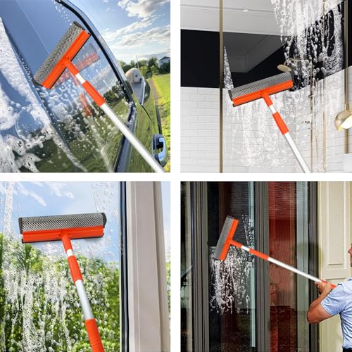Bunliuys 2-in-1 Window Squeegee with 20" Retractable Pole