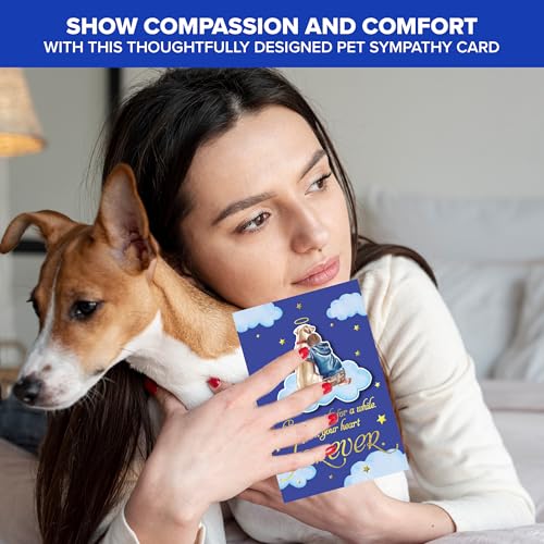 Gold Foil Dog Sympathy Card - 5x8in with Envelope & Stickers