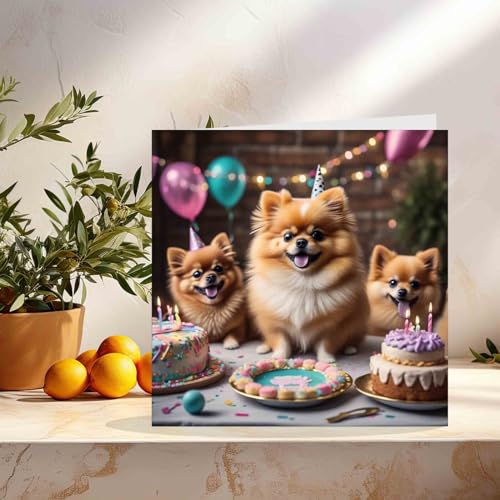 Cute Pomeranian Birthday Card - Funny Greeting Card 145mm