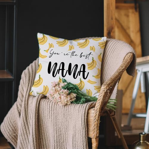 Nana Banana Throw Pillow Cover 18x18 - Funny Grandmother Gift for Home Decor