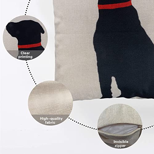 Dog Print Cotton Linen Throw Pillow Cover 18 x 18 Inch Decorative Cushion