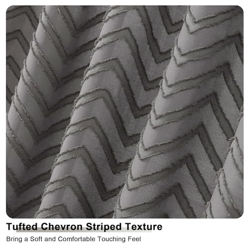 Grey Chevron Shower Curtain - 36x72 Inch Soft Fabric Privacy Curtain