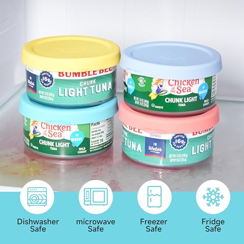 LUVCOSY 4-Inch Silicone Can Lids for 12oz Tuna Cans - 2 Pack Reusable