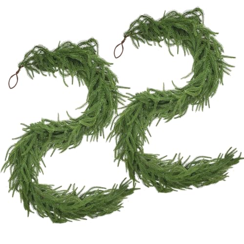 2 Pack 6 FT Norfolk Pine Garlands - Real Touch Christmas Decor