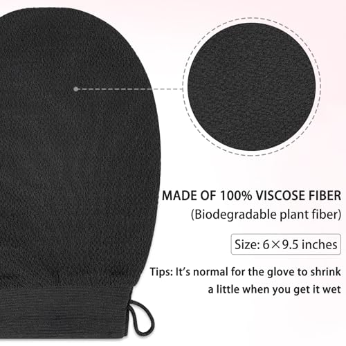 YOLCAR 2-Pack Exfoliating Gloves – Black Viscose Fiber Body Scrubber