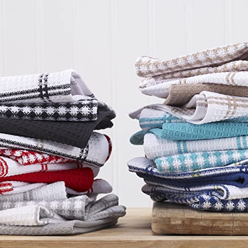 T-Fal Waffle Dish Cloths, 100% Cotton, 12x13 Inch - Grey (4-Pack)