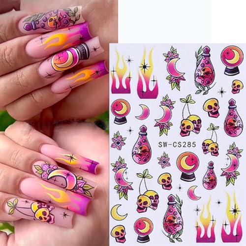 6 Sheets Halloween 3D Self-Adhesive Nail Art Stickers Decals Ghost Pumpkin
