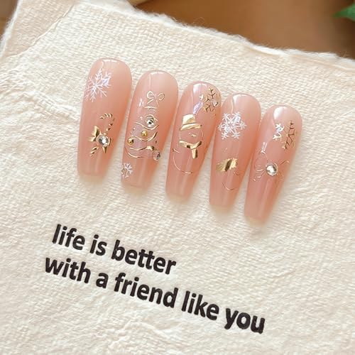 TENOC Christmas Nail Art Stickers, 3D Metallic Decals 2 Pcs Gold & Silver
