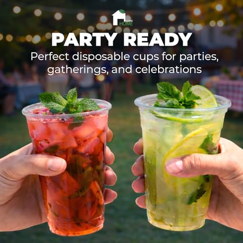 EconoHome 16oz Clear PET Disposable Plastic Cups - 50 Pack