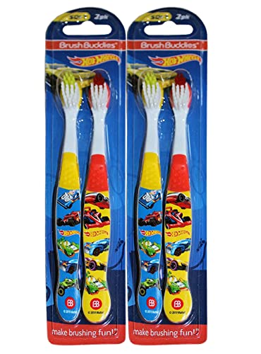 Brush Buddies Hot Wheels Kids Toothbrush Set 4-Count Soft Bristle