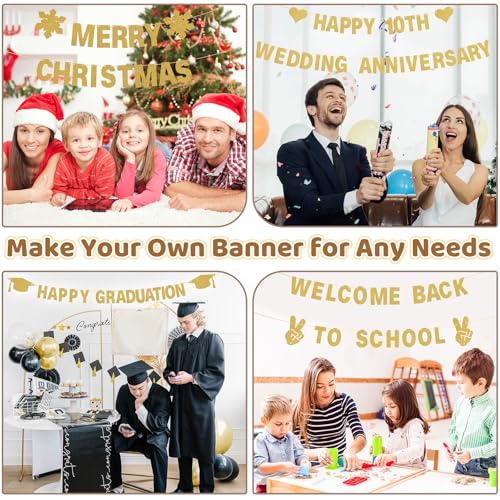 133PCS Gold DIY Banner Kit - Personalized Custom Party Letter & Symbol Set