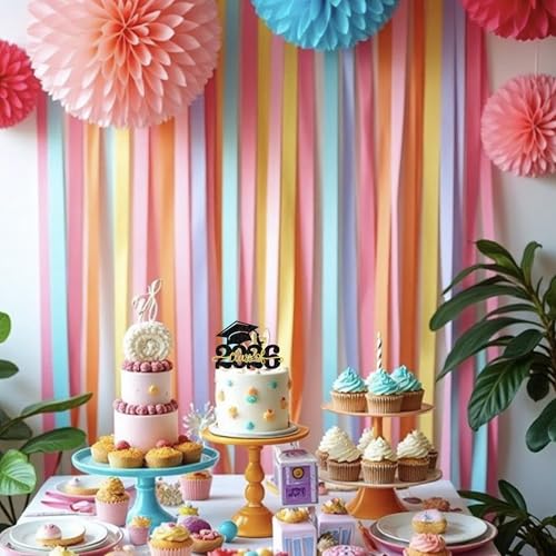 2026 Graduation Cake Topper - Glitter Congrats Grad Cap Decoration