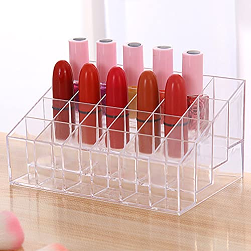 24-Slot Clear Acrylic Lipstick & Lip Gloss Organizer Display Rack