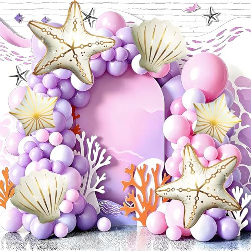 6Pcs Ocean-Themed Starfish and Seashell Balloons Set