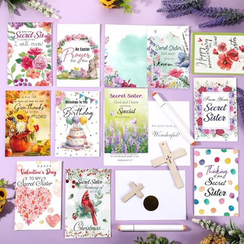 24 Assorted Christian Greeting Cards with Envelopes & Stickers