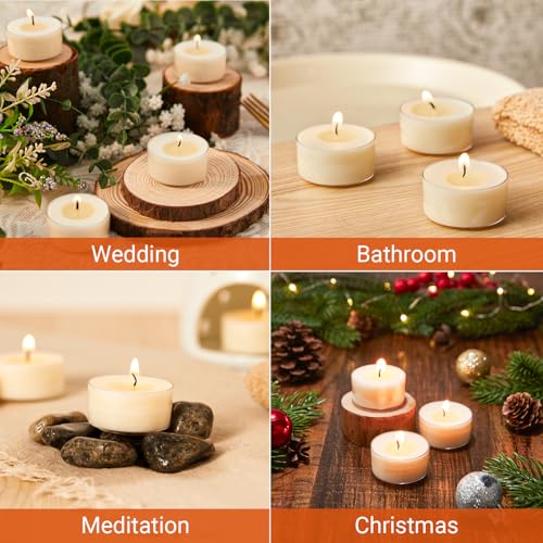 Crenovo Unscented Soy Tea Lights Candles - 6 Hour, 25 Pack