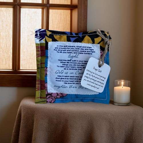 HOMUS Pocket Prayer Quilt with Cross, 4x4 Inch Inspirational Keepsake
