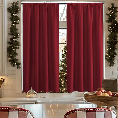 NICETOWN Burgundy Red Blackout Curtains for Bedroom 42" W x 63" L - Pack of 2