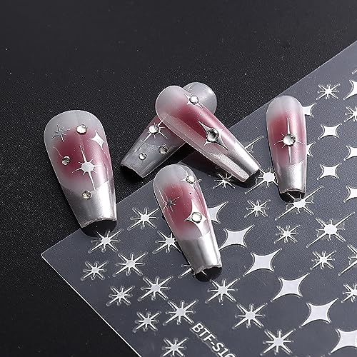 Star Nail Stickers 8 Sheets 3D Self-Adhesive Nail Art Decals