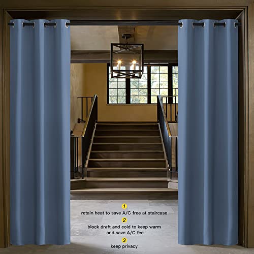 NICETOWN Stone Blue Blackout Curtain - 42 x 84 Inch Thermal Grommet Panel