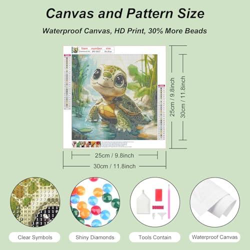 Domnpes Green Turtle 5D Diamond Painting Kit 11.8x11.8 Inch